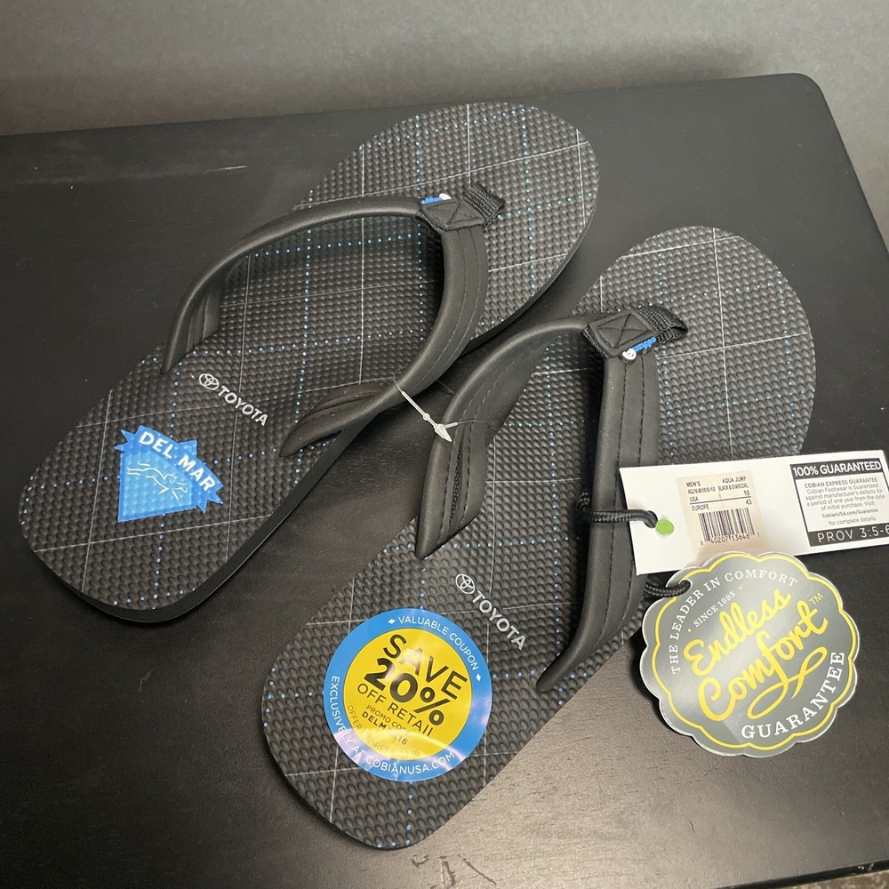 Cobian Flip Flop Thong Sandals Black Charcoal Size 10 Aqua Jump Toyota NWT